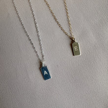 Load image into Gallery viewer, Initial Letter Pendant Stamped Necklace Circle or Rectangle CHARM ONLY