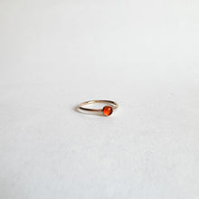 Load image into Gallery viewer, The Carnelian Thin Band Ring | Size 4 is a delicate 14K gold-filled band featuring a small round Carnelian gemstone set on top, shown against a plain white background.