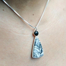 Load image into Gallery viewer, Pinolith and Black Onyx Sterling Silver Pendant Necklace