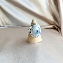 Load image into Gallery viewer, Denim Lapis Geometric Sterling Silver Casted Ring Size 10
