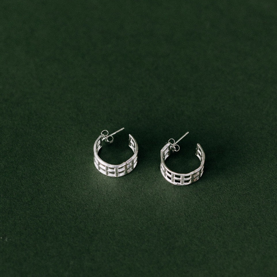 Double Ladder Sterling Silver Hoops