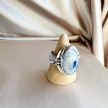 Load image into Gallery viewer, Denim Lapis Geometric Sterling Silver Casted Ring Size 10
