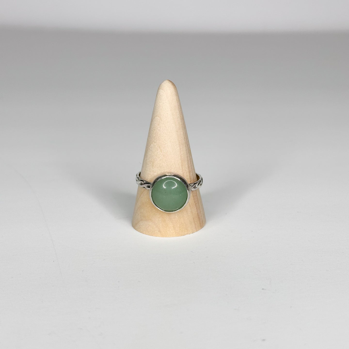 Green Aventurine Textured Weave Ring | Size 13