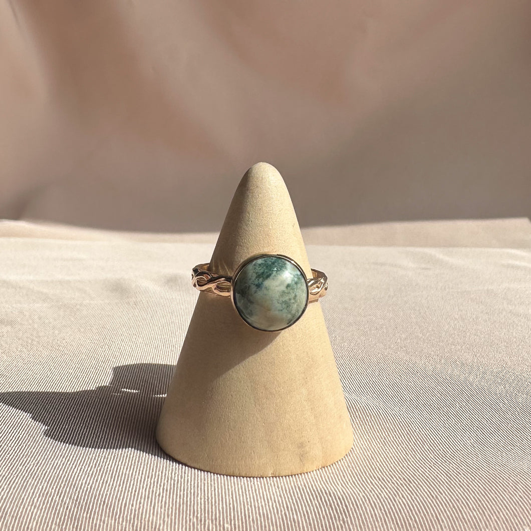Green Jasper Textured Ring | Size 6.5