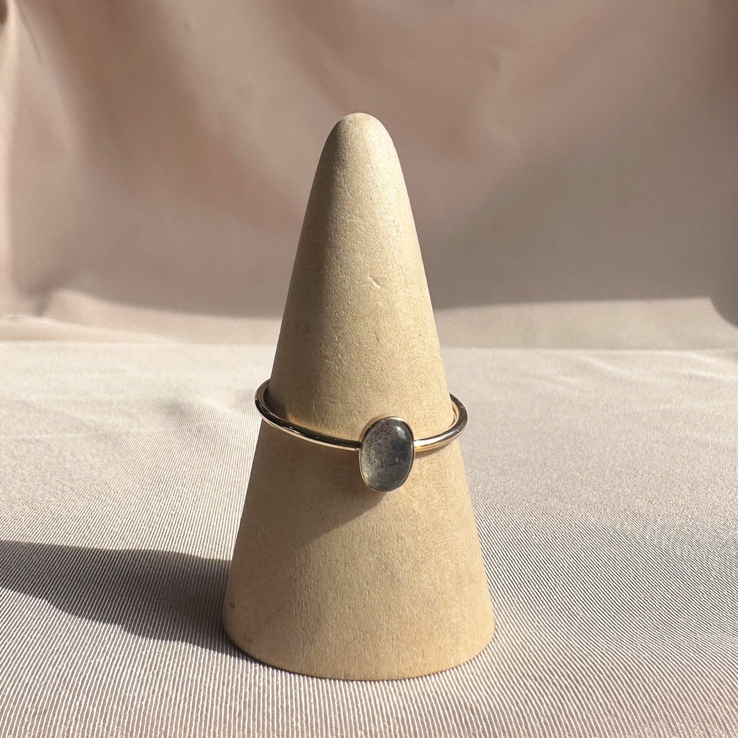 Labradorite Thin Band Ring | Size 8