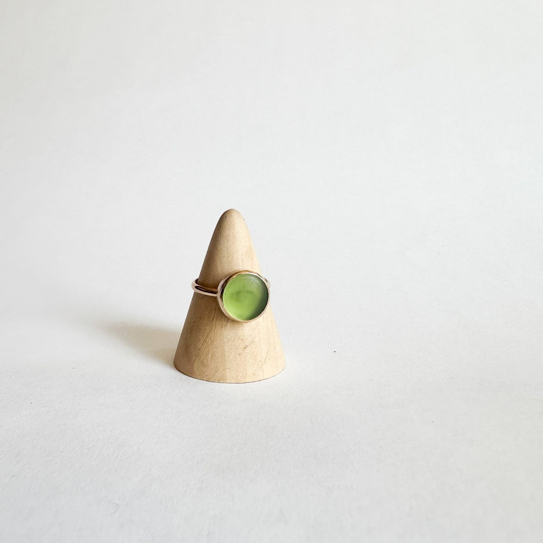 Green Sea Glass Ring | Size 8