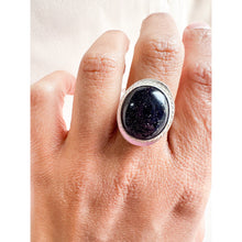 Load image into Gallery viewer, Large Goldstone Sterling Silver Ring Size 8 - Ready to Ship
