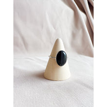 Load image into Gallery viewer, Black Lace Agate Sterling Silver Ring Size 8- Ready To Ship
