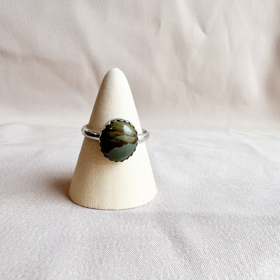 Picture Jasper Ring Size 8 Sterling Silver Crown- Ready To Ship