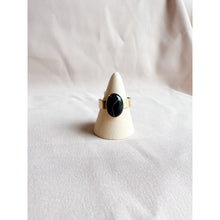 Load image into Gallery viewer, Black Lace Agate 14K GF Cigar Band Ring Size 10- Ready to Ship

