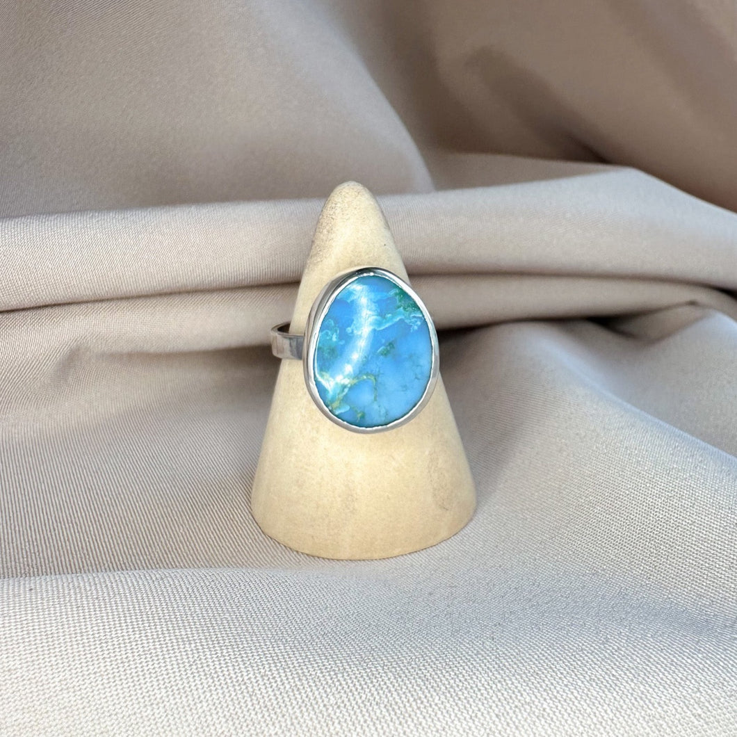 Cloud Mountain Turquoise Cigar Band Ring  7- READY TO SHIP