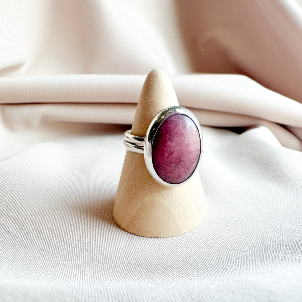 Rhodonite Double Wire Band Ring  9 - READY TO SHIP
