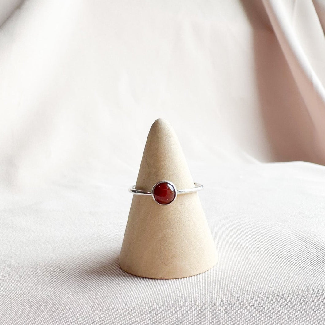 Carnelian Thin Band Stacker Sterling Silver Ring  7.5- Ready To Ship