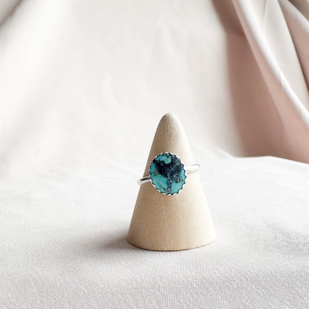 Turquoise Classic Band Ring Sterling Silver  8- Ready To Ship