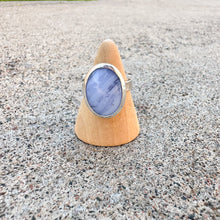 Load image into Gallery viewer, Blue Lace Agate Sterling Silver Cigar Band Ring  | Size 9
