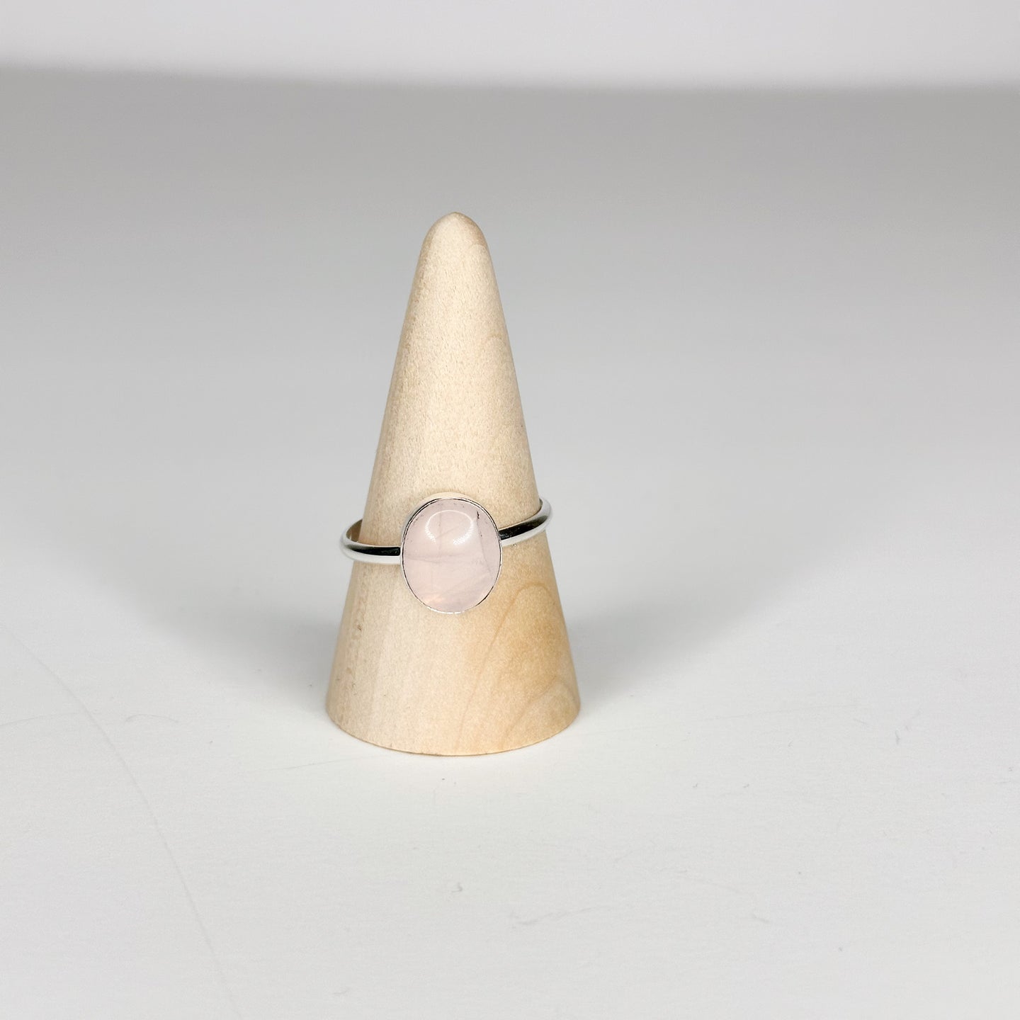 Rose Quartz Sterling Silver Classic Band Ring | Size 11.5