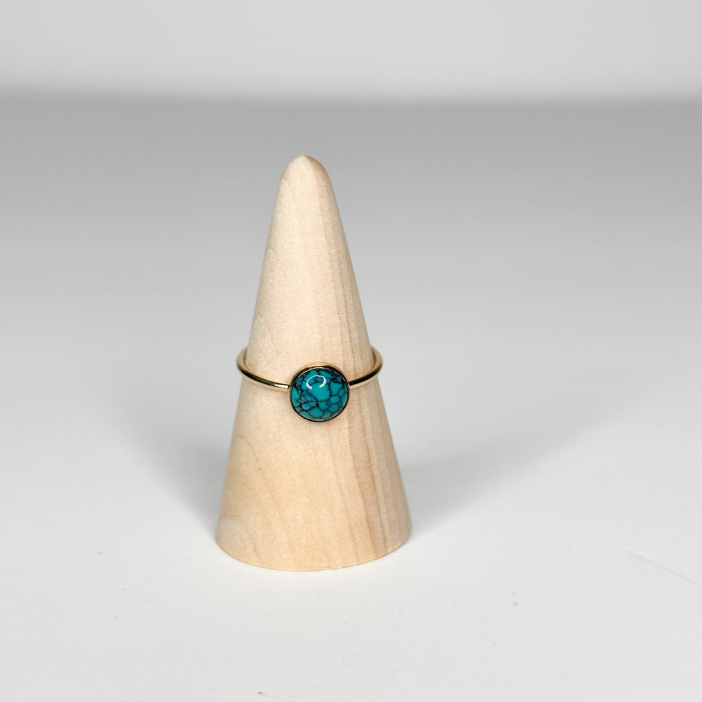 Turquoise 14K Gold-Filled Thin Band Ring | Size 8