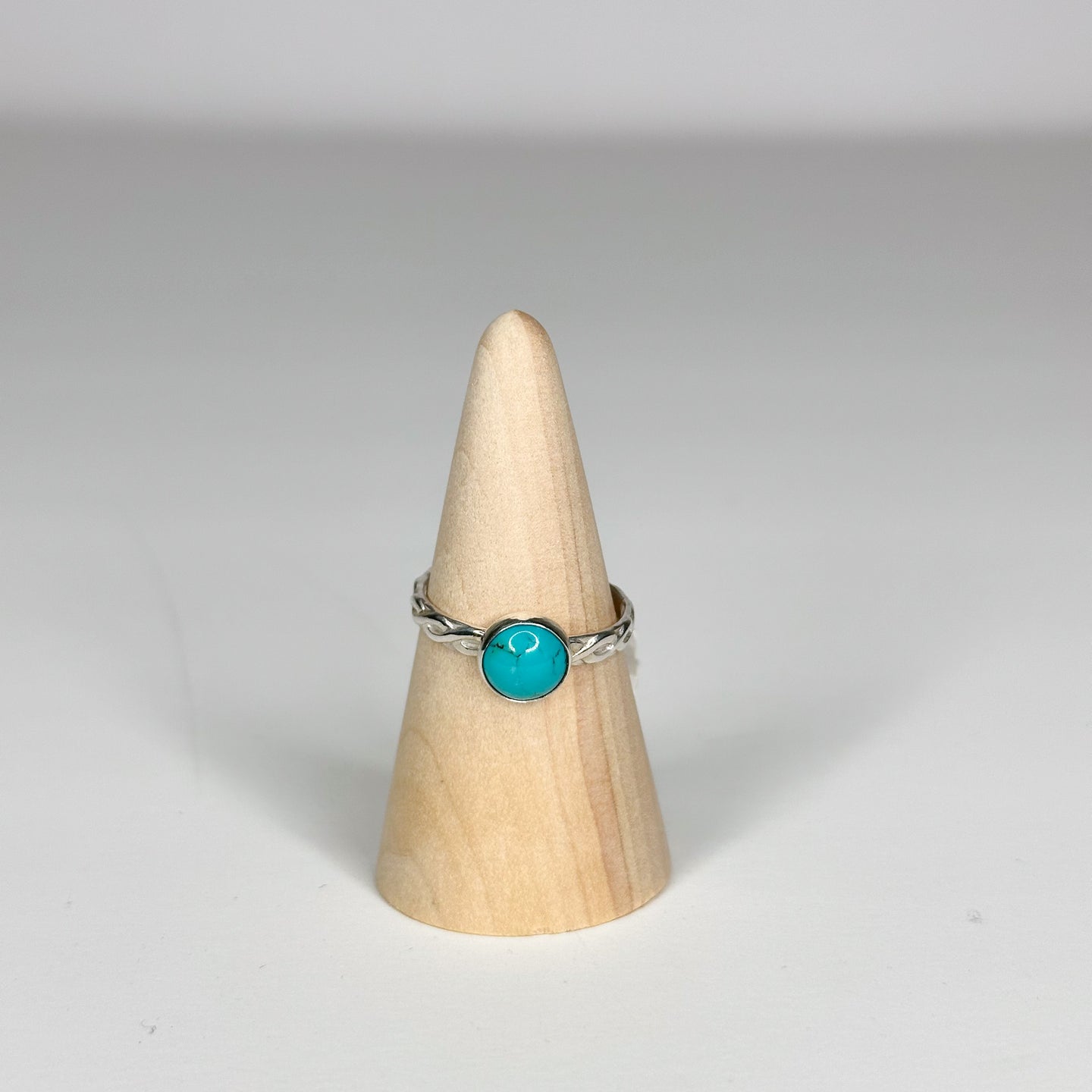 Turquoise Textured Weave Sterling Silver-Size 8