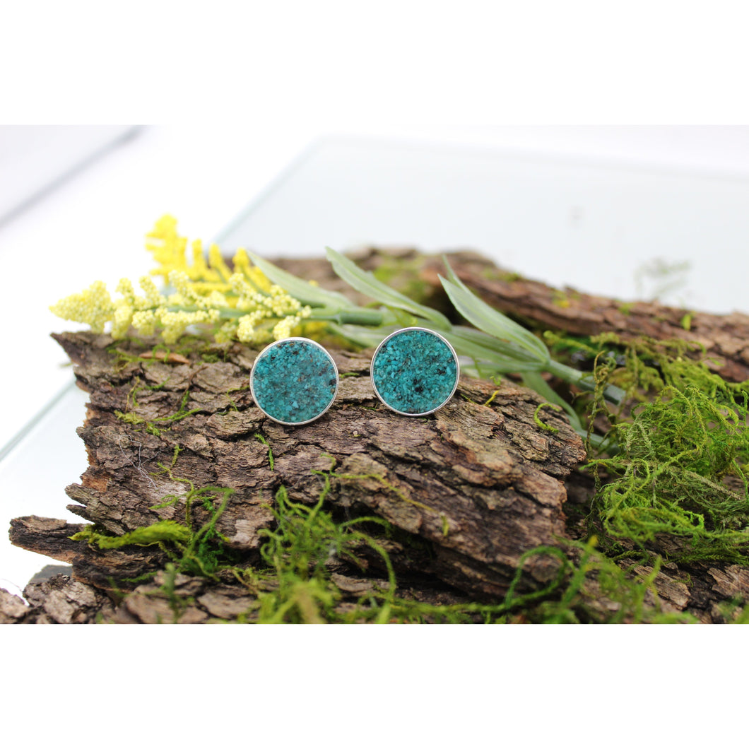 Sterling Silver Crushed Turquoise Cuff Links