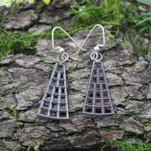 Load image into Gallery viewer, Sterling Silver Black Patina Pyramid Earrings
