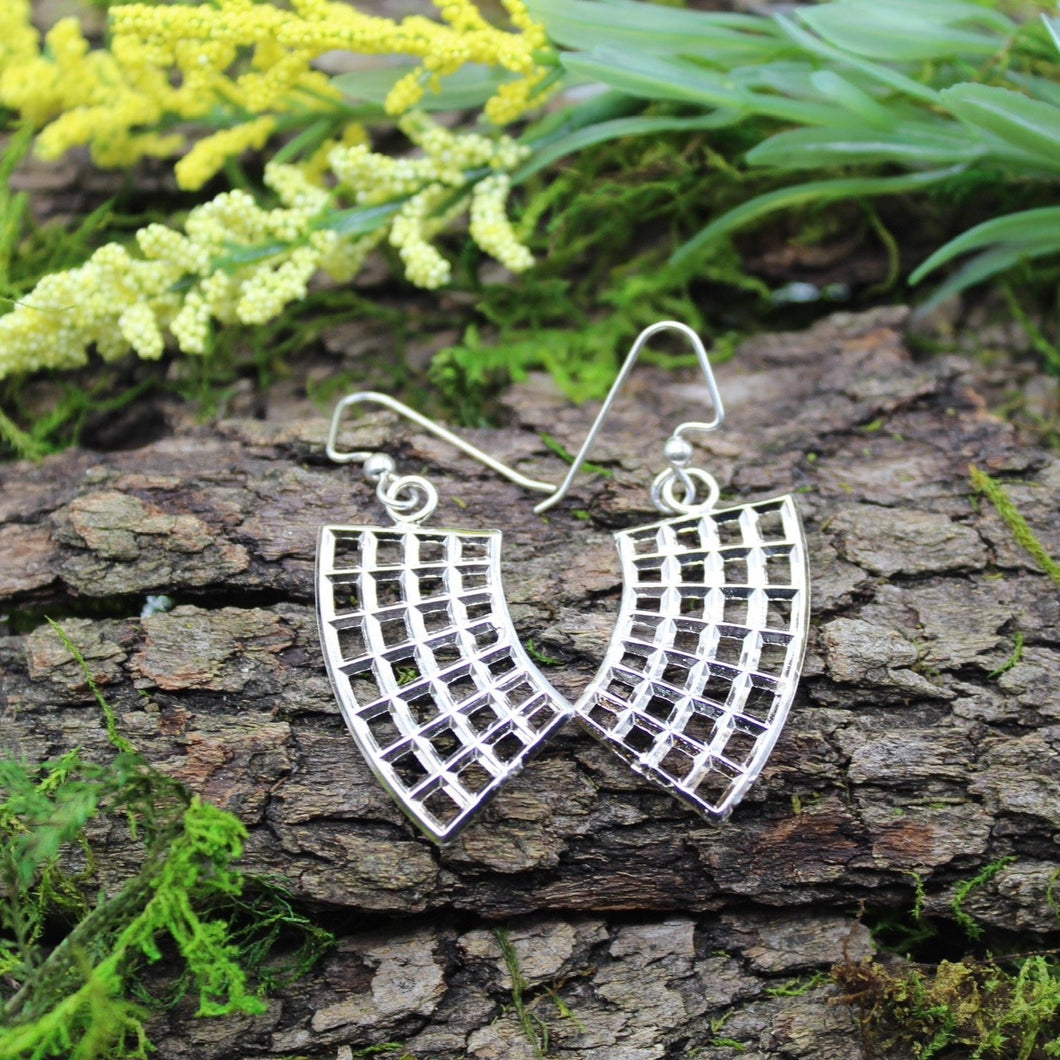 Sterling Silver Rounded Rectangle Earrings