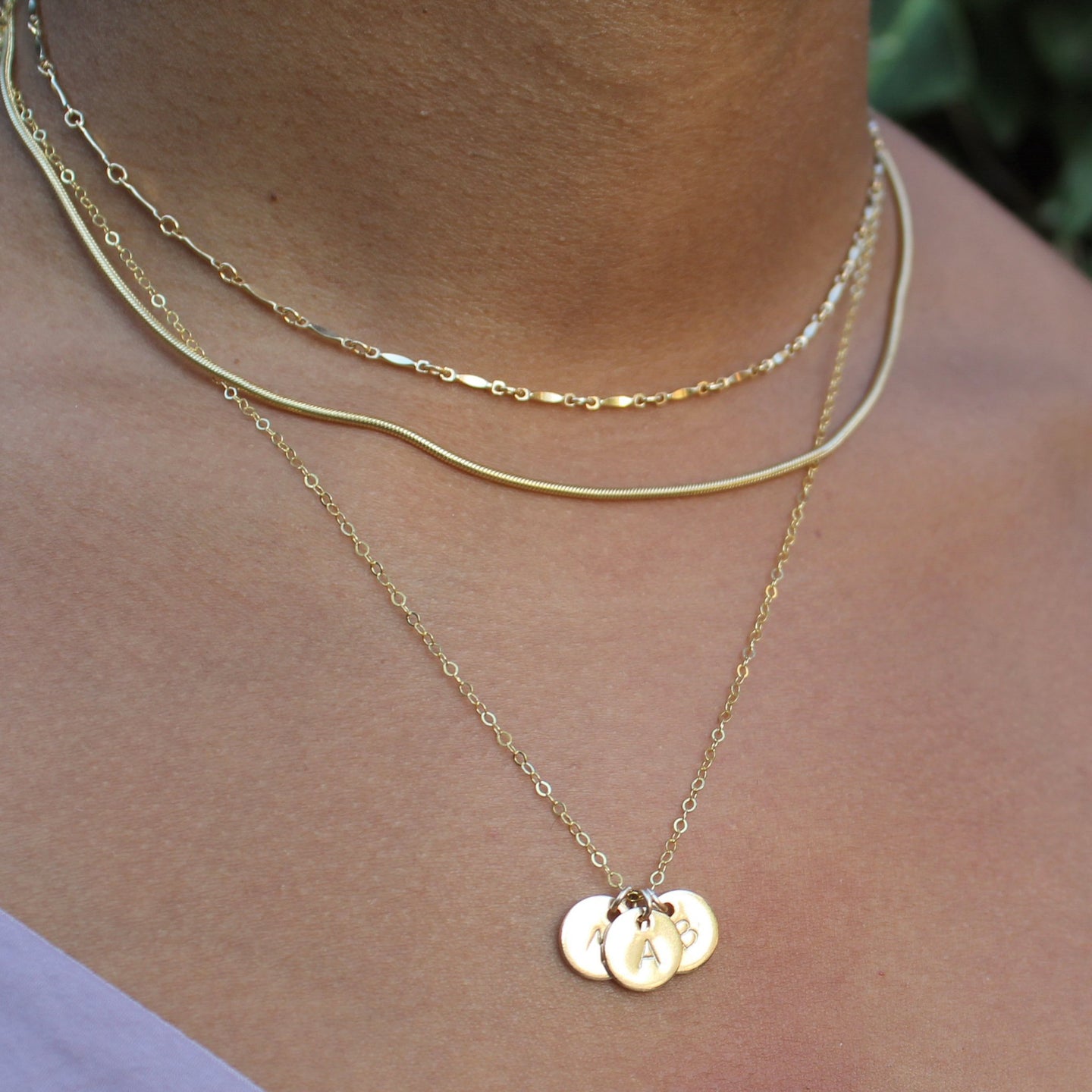 Initial Letter Pendant Stamped Necklace CHARM ONLY