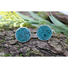Load image into Gallery viewer, Sterling Silver Crushed Turquoise Cuff Links
