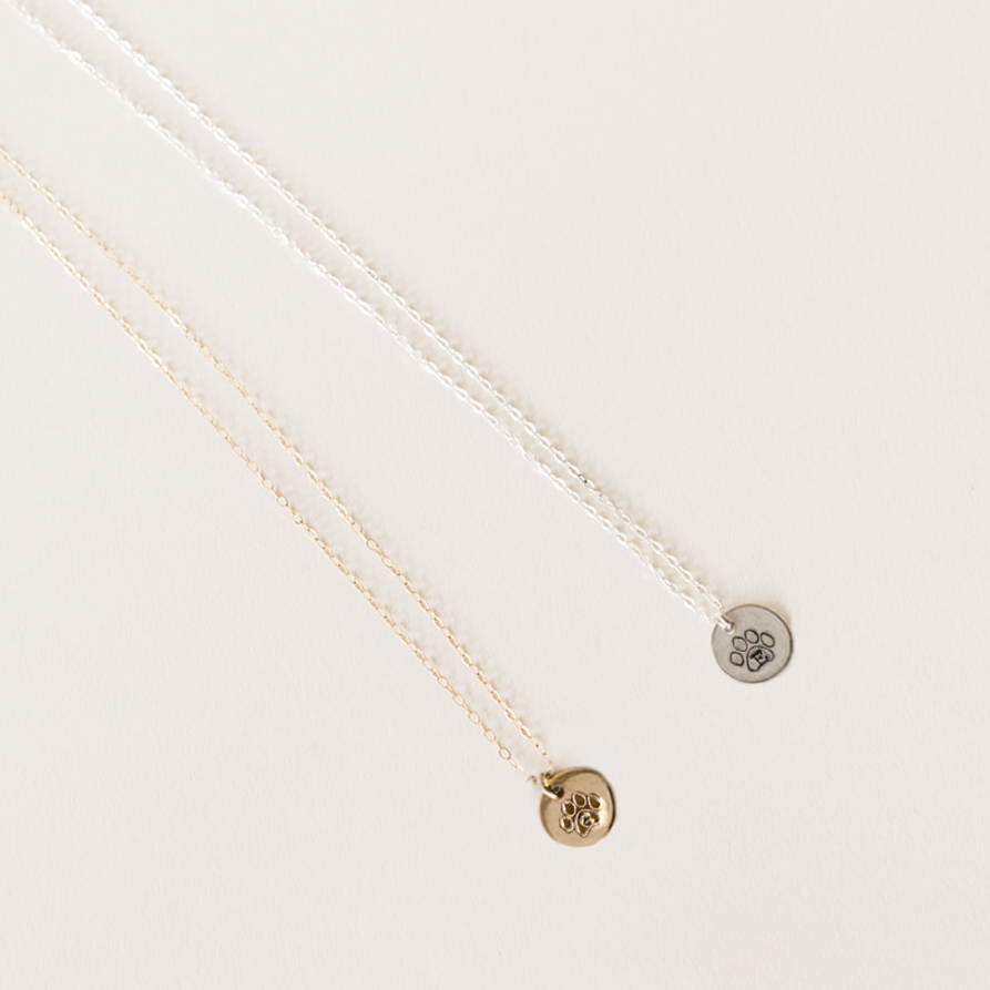 Intial Paw Print Necklace