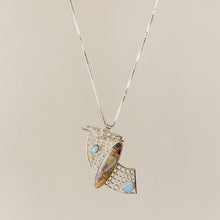 Load image into Gallery viewer, Australian Boulder Opal and Ohio Flint Sterling Silver Necklace

