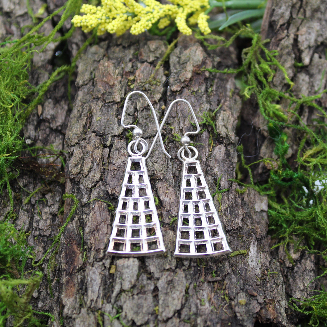 Sterling Silver Pyramid Earrings