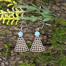 Load image into Gallery viewer, Sterling Silver Turquoise Pyramid Earrings
