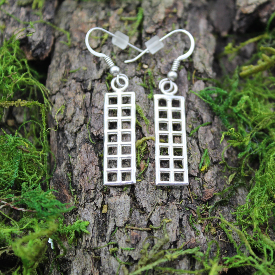 Sterling Silver Rectangle Earrings