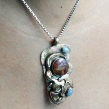 Load image into Gallery viewer, Handcrafted Pendant with Mookaite Jasper and Australian Boulder Opals

