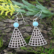 Load image into Gallery viewer, Sterling Silver Turquoise Pyramid Earrings
