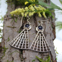 Load image into Gallery viewer, Sterling Silver and Iolite Pyramid Earrings
