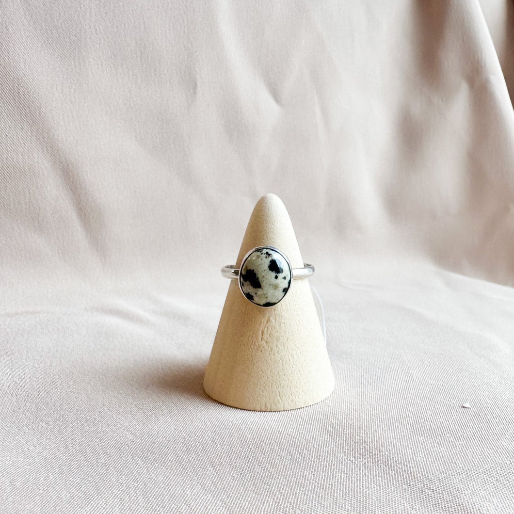 Dalmatian Jasper Ring Sterling Silver Size 6- Ready to Ship