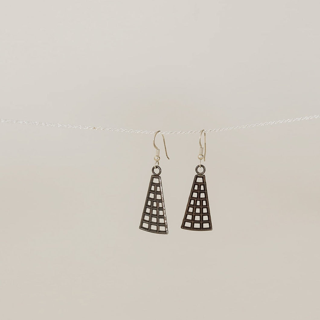 Sterling Silver Black Patina Pyramid Earrings