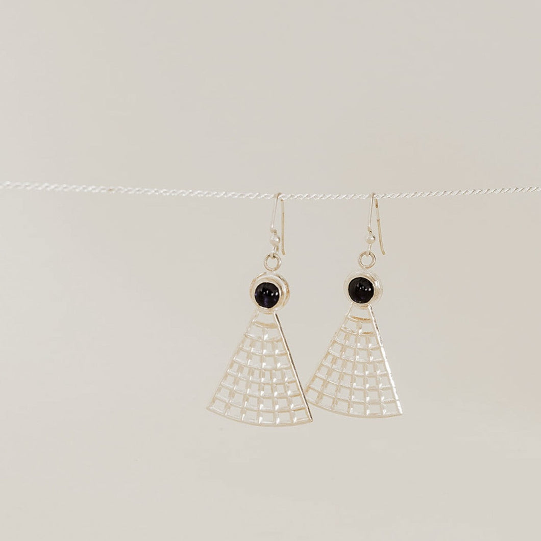 Sterling Silver and Iolite Pyramid Earrings