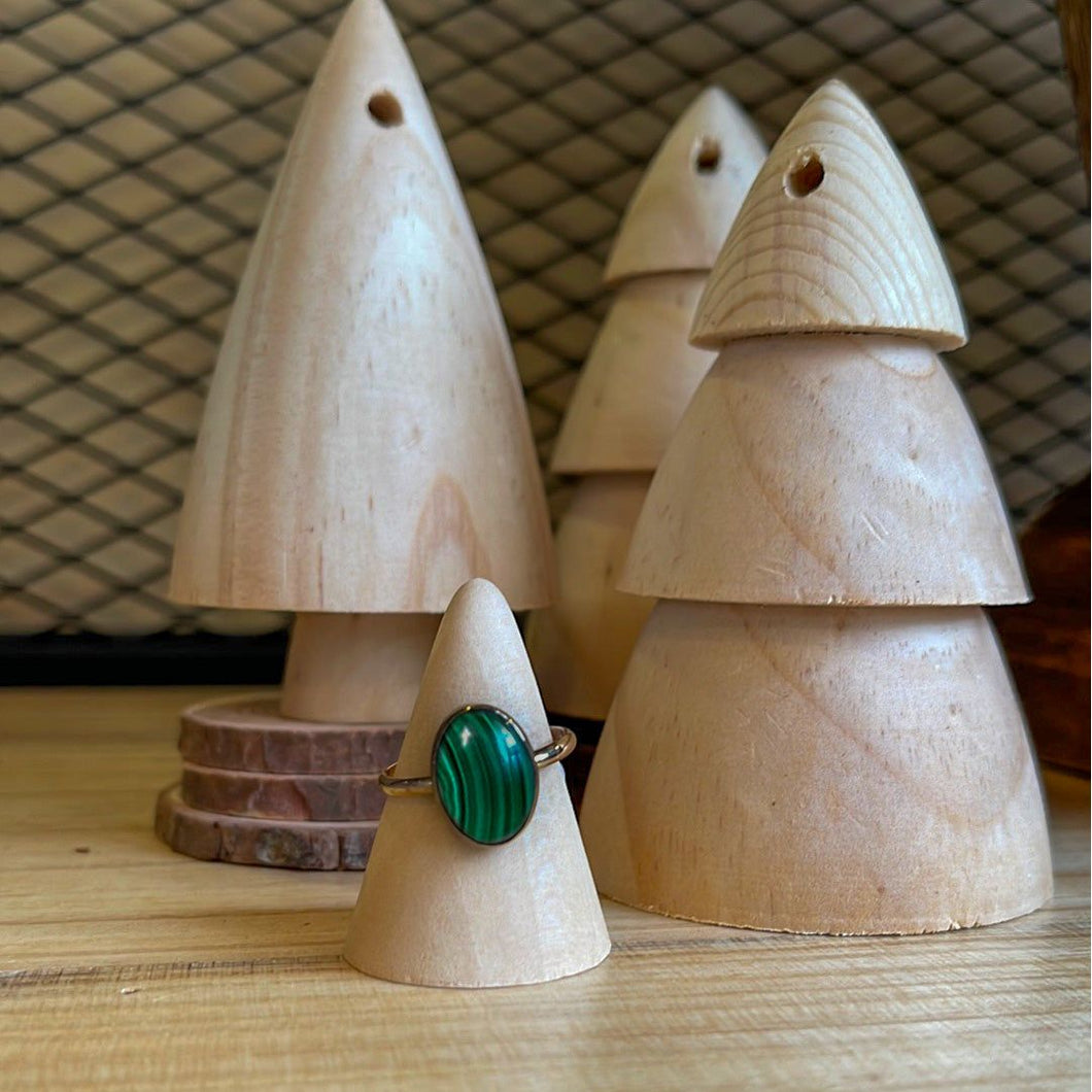 Mini Malachite Oval Ring - Made to Order